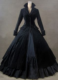 Winter Black Gothic Victorian Edwardian Dress   Condition: Brand New  Color: amp;nbsp; As Picture  Material: Cotton  Silhouette: Ball Gown  Sleeve Length: Long Sleeve  Dresses Length:Floor-Length  Neckline: V-Neck  Style: Vintage  Includes: Dress Vintage Winter Outfit, Vintage Winter Outfits, Dress Coat Outfit, Gothic Victorian Dresses, Dress Medieval, Vintage Dresses Online, Theatre Performance, Vintage Velvet Dress, Velvet Cocktail Dress