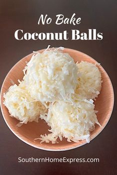 no bake coconut balls on a plate