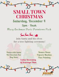 the small town christmas flyer is shown