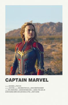 the poster for captain marvel is displayed in front of a desert landscape