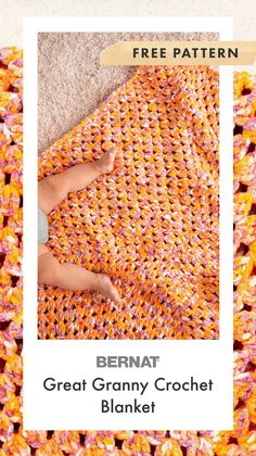 a crocheted blanket with the text bernt great granny crochet blanket