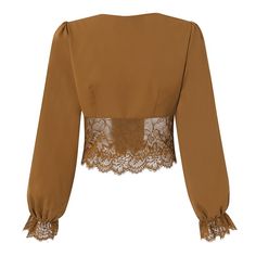 This elegant tops pairs perfectly with your favorite pants, skirt or dress up your favorite jeans with lovely top & heels. Featuring a v-neckline, button-up detail and lace lace cuffs with lace detail. Comes in three fabulous colors from which to choose and made with a polyester blend. Fall V-neck Blouse With Lace Patchwork, Fall Lace Patchwork Top For Night Out, Elegant Brown V-neck Blouse, Chic V-neck Lace Top With Lace Trim, Fall Lace Top With Lace Cuffs, Chic Lace Top With Lace Cuffs, Elegant Fall Blouse With Lace Patchwork, Elegant Fall Lace Patchwork Top, Elegant Lace Patchwork Top For Fall