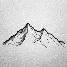 a black and white drawing of a mountain