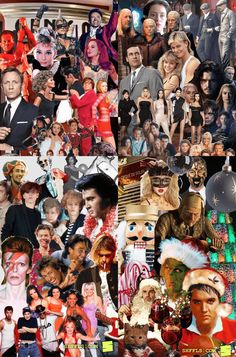 a collage of people dressed up in costumes