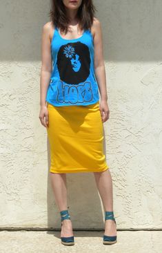 "Yellow Everyday Pencil Skirt has been best seller season after season for reason It is made of high quality knit jersey fabric with great stretch Elastic waist is built for easy pull up Fit is just amazing as many customers praise You can style it for office or everyday casual skirt It all adds up to a wardrobe classic that you'll wear and wear We now have plus sizes available -Fitted fit ( fits like glove ) -Drops below knees -Waist sits below naval -Pull on waist with elastic sewn underneath Graphic Print Skirt For Summer, Summer Graphic Print Skirt, Summer Mini Skirt With Graphic Print, Casual Stretch Pencil Skirt For Summer, Summer Stretch Long Pencil Skirt, Summer Casual Stretch Pencil Skirt, Casual Summer Stretch Pencil Skirt, Casual Cotton Pencil Skirt For Day Out, Summer Long Stretch Pencil Skirt