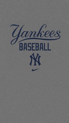 the new york yankees logo is shown in blue on a gray shirt that says yankees baseball