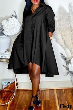 Fisdy - Premium Plus Size Asymmetrical Turndown Collar Shirtdress with Purple Solid Patchwork and Buckle Detail Shirt Dress Plus Size, Plus Size Shirt Dress, Collar Shirt Dress, Asymmetrical Shirt, Collared Shirt Dress, Shirt Dress Casual, Turndown Collar, Patchwork Designs, Collar Shirt