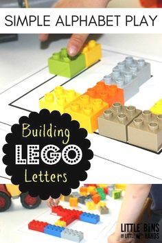 a child playing with lego letters and building blocks in the shape of an alphabet play