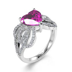 BOGO 40% OFF (Code: H40) Formal Bow Jewelry For Valentine's Day, Valentine's Day Formal Bow Jewelry, Elegant Silver Heart Ring With Center Stone, Elegant Pink Heart Ring With Center Stone, Elegant Double Heart Diamond Ring For Valentine's Day, Elegant Bow Jewelry For Valentine's Day, Elegant Pink Sterling Silver Heart Ring, Elegant Sterling Silver Heart Ring For Promise, Elegant Heart Shaped Ring With Accent Stones