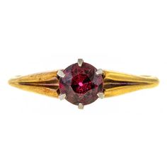 Antique 1915 Garnet Solitaire Ring sold by Doyle & Doyle vintage and antique jewelry boutique. Antique Garnet Ring, Gold Hand, Jan 1, Childrens Jewelry, Classic Jewelry, Romantic Gifts, Garnet Rings, Engagement Ring Wedding Band, Antique Rings