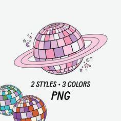 two different colored balls with the words 2 styles 3 colors png on them in black and white