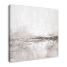 an abstract painting with white and grey colors on the wall, it is very nice to see