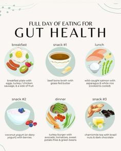 #guthealth #wellness #fooddiary #fulldayofeating #mealplan #healthyliving #healthylifestyle How To Make Your Gut Healthy, Full Day Of Eating Gut Health, How To Heal My Gut, Gut Healthy Snacks, Leaky Gut Meal Plan, Full Day Of Eating