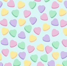 pastel hearts on a blue background