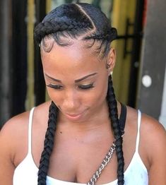 2 Feed In Braids, Natural Hair Box Braids, Cornrows Natural Hair, Feed In Braids