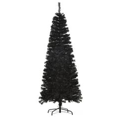 a black christmas tree on a stand with no leaves or branches in front of a white background