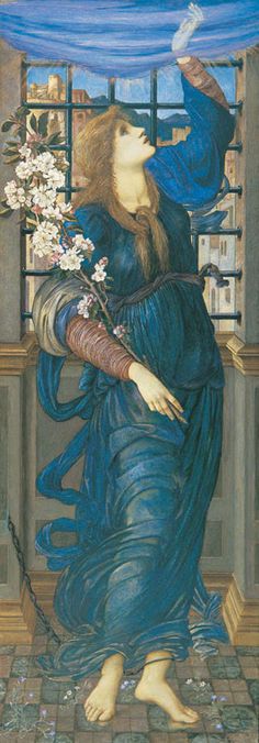 a painting of a woman with flowers in her hand