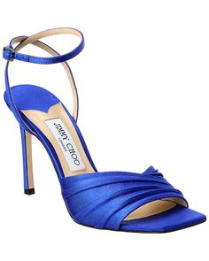 Jimmy Choo Basil 95 Leather Sandal1 Blue Strappy Heels, Blue Sandals Heels, Jimmy Choo Heels, Italian Craftsmanship, Sandal Heels, Blue Sandals, Luxury Brands, The Red Carpet, Strappy Heels