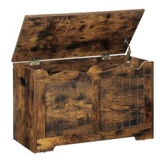 an old wooden chest with metal handles