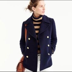 Beautifully Classic Nwot - Lost Two Buttons In My Move But I Have Never Worn. Easy Fix I Just Don’t Have A Need For The Coat In My New Climate. Rn77388 Ca56445 79% Wool 21% Nylon Navy Peacoat, Navy Pea Coat, Peacoats, Peacoat Jacket, Wool Peacoat, Jcrew Women, Pea Coat, Pea Coats, Women's Coats & Jackets