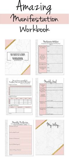 the amazing marble workbook with pink and gold trimmings is shown in this image