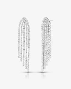 Pavé Waterfall Earrings – Ring Concierge Luxury Sparkling Dangle Linear Earrings, Luxury Glamorous Silver Linear Earrings, Luxury Brilliant Cut Drop Linear Earrings, Luxury Diamond Linear Long Drop Earrings, Diamond Waterfall Earrings, Ring Concierge, Bride Clothes, Wedding Weekend, Sparkle Diamonds