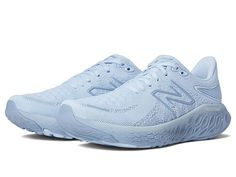 New Balance Fresh Foam X 1080v12 - Women's Shoes : Starlight/Dusk Blue : The 1080 delivers top-of-the-line performance to every kind of runner, whether you're training for world-class competition, or catching a rush hour train. The Fresh Foam X 1080v12 represents a consistent progression of the model's signature qualities. The smooth transitions of the pinnacle underfoot cushioning experience are fine-tuned with updated midsole mapping, which applies more foam to wider areas of the midsole and increases flexibility at the narrower points. This model runs large, compared to previous versions. You may consider ordering down from your normal size A Hypoknit upper is designed to provide strategic areas of stretch and support. Lace-up closure. Removable synthetic footbed. Synthetic and mesh upp New Balance Athleisure Running Shoes For Marathon, Dynamic New Balance Running Shoes For Marathon, Baby Blue Sneakers & Athletic Shoes, Light Blue Breathable Running Shoes For Sports, Sporty Light Blue Running Shoes, New Balance Shoes Fresh Foam, New Balance Blue Running Shoes For Training, New Balance Blue Training Running Shoes, Blue New Balance Training Running Shoes