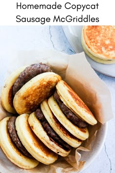 homemade copycat sausage sandwiches with pancakes on the side