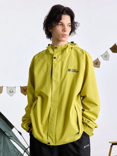 Mustard Yellow  Collar Long Sleeve Woven Fabric Letter  Embellished Non-Stretch  Men Outdoor Apparel Khaki Long Sleeve Windproof Hooded Jacket, Khaki Windproof Long Sleeve Hooded Jacket, Khaki Windproof Hooded Jacket With Long Sleeves, Khaki Long Sleeve Hooded Jacket For Hiking, Long Sleeve Parka For Outdoor Activities, Windproof Long Sleeve Hooded Jacket For Outdoor, Casual Hooded Sport Coat With Adjustable Hood, Casual Sport Coat With Hood And Adjustable Hood, Khaki Long Sleeve Track Jacket For Outdoor