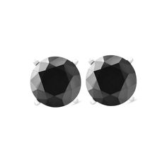 Pompeii3 14k White Gold 1ct Round Cut Black Diamond Studs, Women's Classic White Gold Earrings With Black Diamonds, Black Round Diamond Earrings For Anniversary, Black Round Diamond Earrings, Black Diamond Round Earrings, Black Round Brilliant Cut Earrings, Anniversary Black Diamond Earrings, Black Diamond Studs, Gold Number, 1 Carat