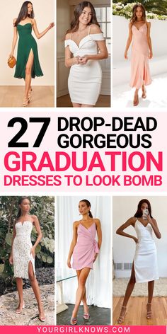 Looking for some pretty cute graduation dresses for college or high school? These breathtaking options are your way to steal the show on one of the biggest days of your life. Check them out now! Graduate Dress Graduation, Dress Idea For Graduation, Best Graduation Dresses Style, What To Wear On Graduation Day, Women’s Graduation Outfit, Dress Ideas Graduation, College Grad Dress Ideas, Dresses For A Graduation Ceremony, Dresses To Wear For Graduation Classy