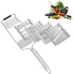 the vegetable grater is being used to cut vegetables