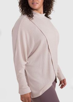 Our Curvy Waffle Pullover is the perfect for cool weather. This pull over has split front which would make it a perfect top to throw on after a workout or for those breastfeeding mothers. The cozy knit fabric is great for layering too. Ribbed cuffs and turtleneck Waffle knit pullover 60% Cotton/40% Polyester (has a bit of stretch) Color: Natural For best results, machine wash cold with like colors and tumble dry low. Approximate measurements: Armpit to armpit: 1X/2X 32", 2X/3X: 36" Length: 1X/ 2 Comfy Stretch Tops For Layering, Comfortable Winter Tops For Relaxation, Snug Textured Knit Tops, Cozy Stretch Tops For Layering, Cozy Waffle Knit Tops For Layering, Soft Textured Knit Tops For Layering, Cozy Waffle Knit Top, Cozy Solid Color Waffle Knit Tops, Snug Long Sleeve Top With Soft Texture