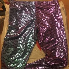 Never Worn Multi Colored Mermaid Leggings. Perfect For All Mermaids Fans Mermaid Leggings, Mermaid Scales, Colorful Leggings, Blue Purple, Multi Colored, Pant Jumpsuit, Blue And Purple, Mermaid, Color Blue