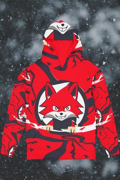 fox hood red hoodie Sinister Smile, Totem Design, Anime Apparel, Holiday Hoodies, Anime Clothes, Adorable Cartoon, The Cartoon, Animal Totems, Festive Holiday