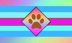 a dog's paw is shown in the center of a colorful background with stripes