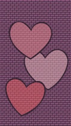 three hearts are shown on a purple background