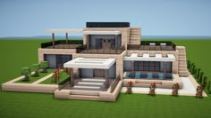 an image of a modern house in minecraft