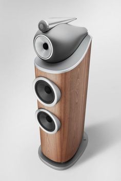 the speaker is made out of wood and metal