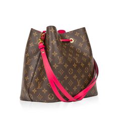 Crafted from Louis Vuitton's iconic monogram canvas, the stunning Neo Noe bucket bag is an absolute must-have for any woman with a love for luxury and a soft spot for Louis Vuitton. Accented by fuchsia drawstrings, shoulder strap and interior, this gorgeous accessory is the perfect compliment to anything you may have in your wardrobe. The perfect companion to accompany you throughout your day, the Neo Noe can easily hold all your essentials comfortably inside while keeping you sleek, stylish and Designer Bucket Bag With Removable Pouch In Monogram Canvas, Everyday Monogram Canvas Bucket Bag With Gold-tone Hardware, Everyday Bucket Bag In Monogram Canvas With Gold-tone Hardware, Luxury Crossbody Bag With Monogram Print, Luxury Monogram Print Crossbody Bag, Timeless Bags, Falling Out Of Love, Dior Shoes, Timeless Handbag