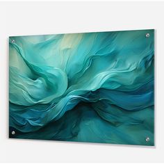 an abstract painting with blue and green colors on a white background canvas wall art print