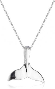 Sterling Silver Whale Tail Pendant with an 18 Inch Box Chain Necklace (I-3500 + I-2674) Italian Horn, Star Of David Pendant, Box Chain Necklace, Whale Tail, Silver Jewelry Fashion, Necklace Box, Star Of David, Hamsa Hand, Box Chain