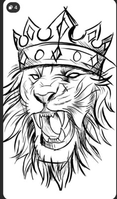 a lion wearing a crown with its mouth open