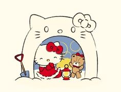 an image of hello kitty and teddy bear