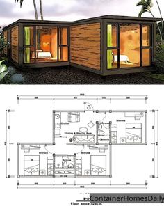 the floor plan for a small cabin is shown