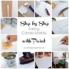 step by step instructions for making carna marble with paint, including how to use it