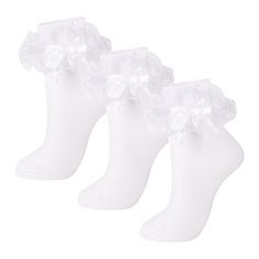 PRICES MAY VARY. Oversized Lace Design: Step up your style with Dicry Women's Socks. These Socks with Bows are crafted from soft lace fabrics with a double-layer lace and delicate patterns. They are perfect for special occasion dresses and Mary Jane shoes, adding a touch of elegance to your outfit. Comfortable and Stylish: These turn cuff socks feature frilly lace and hand-sewn bows, providing a comfortable fit without leaving marks on the ankles. The bows ensure they won't come off, adding a un Ruffle Socks, Outfit Comfortable, Ruffled Socks, Lace Fabrics, Lace Socks, Women's Socks, Jane Shoes, White Sock, Mary Jane Shoes