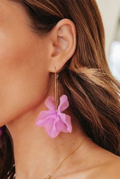 Blooming Floral Drop Earrings Frosted Flower, Flower Drop Earrings, Earrings Colorful, Pink Jewelry, A Hook, Floral Style, Wear Pink, Top Trends, Floral Painting