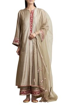 Shop for Sue Mue Beige Anarkali Kurta Set With Embroidered Palazzo Pants for Women Online at Aza Fashions Beige Anarkali, Anarkali Kurta Set, Beige Kurta, Kurta Palazzo Set, Womens Palazzo Pants, Embroidered Motifs, Designer Anarkali, Anarkali Kurta, Palazzo Set