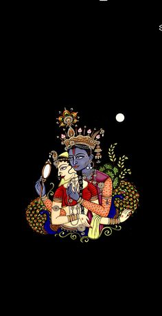 an image of lord ganesha sitting on the ground in front of a full moon